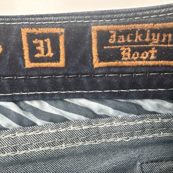 Rock Revival Jeans Womens 31 Jacklyn Boot Cut Pink Sequins Embroidered Denim Mid - Picture 5 of 16